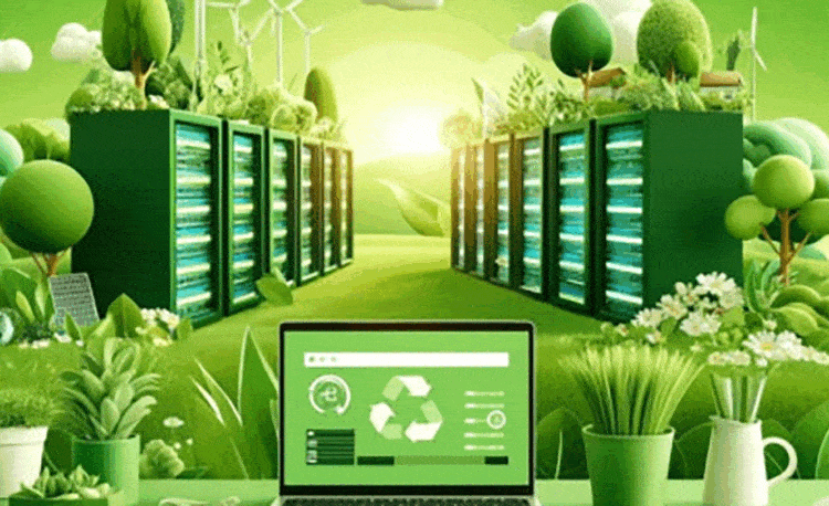 Serveur dans la campagne sur fond vert